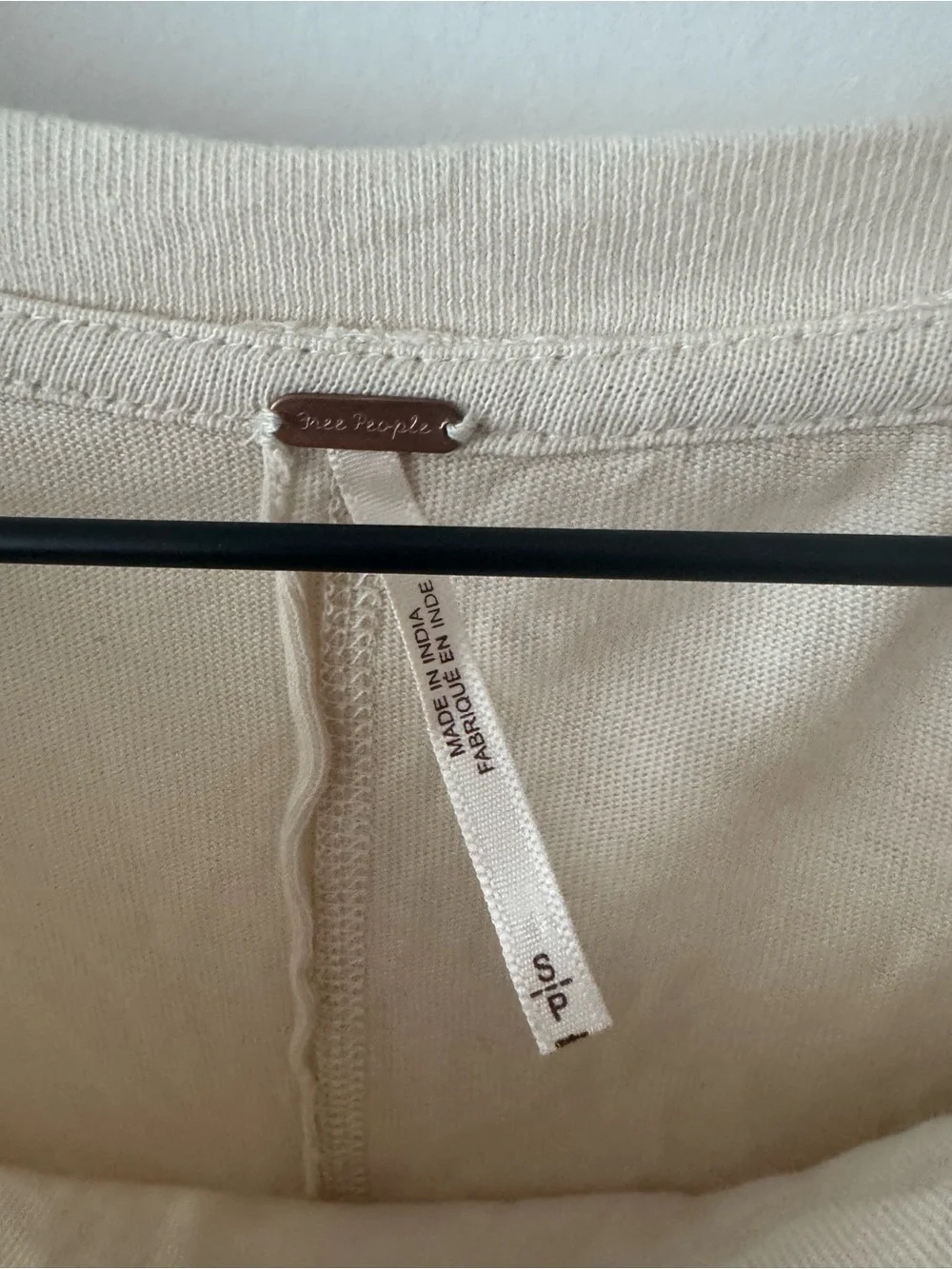 Free People Cream Lace-Trim Long Sleeve Tee